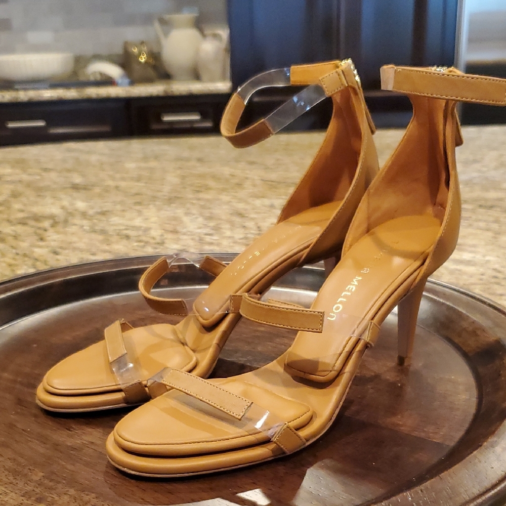 Tan Tamara Mellon Leather Ankle-Strap Heeled Sandals